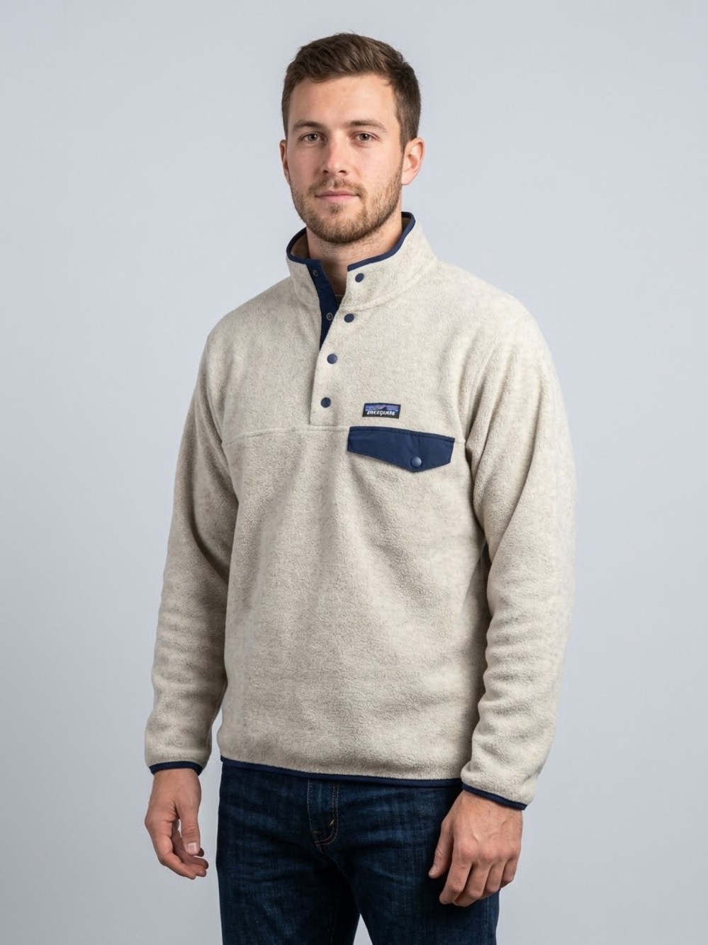 Patagonia Mens Lightweight Synchilla Snap-T Fleece Pullover Jacket Pocket FLAWED